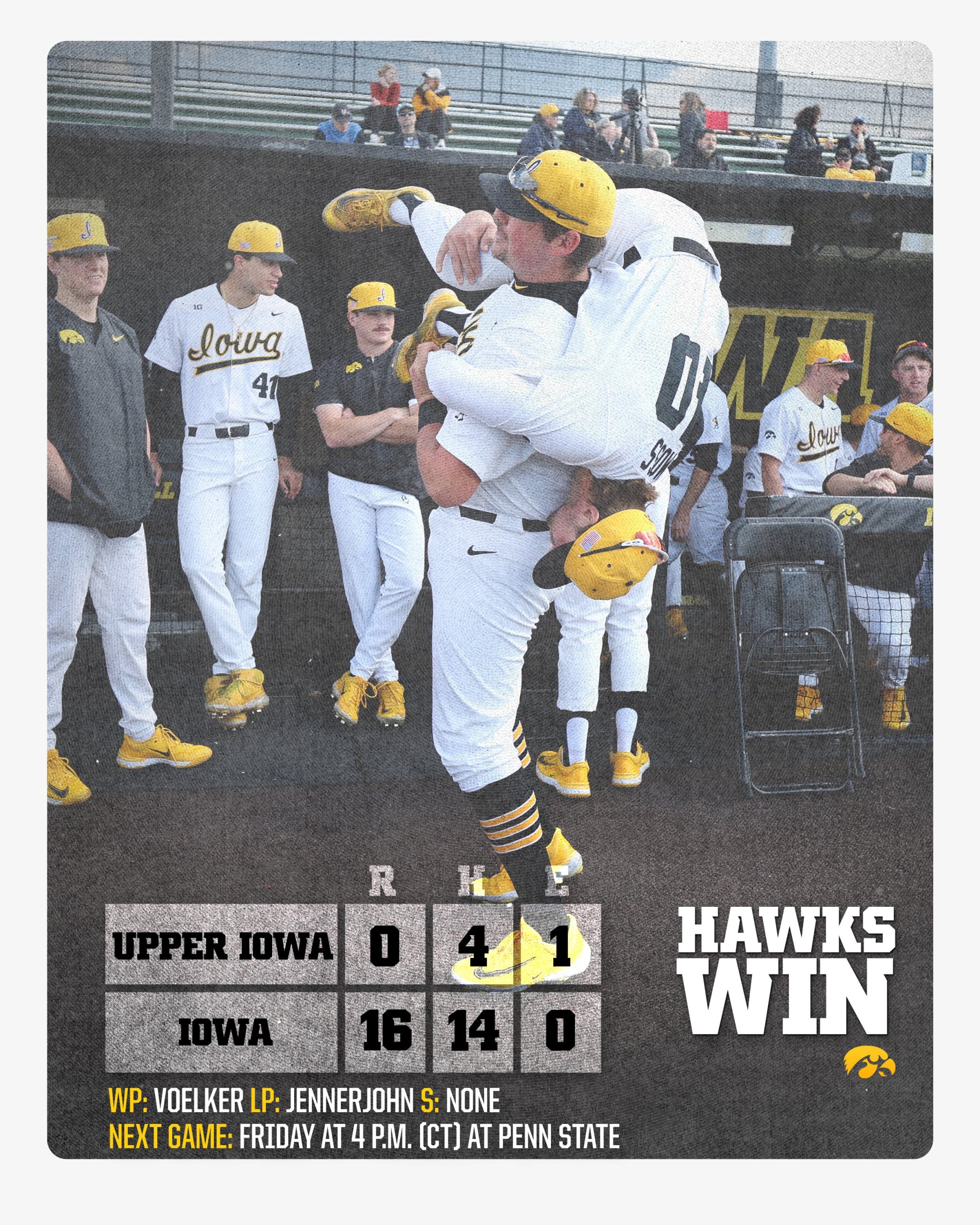 Iowa baseball crushes Upper Iowa 160 for its 30th win of season Hawk