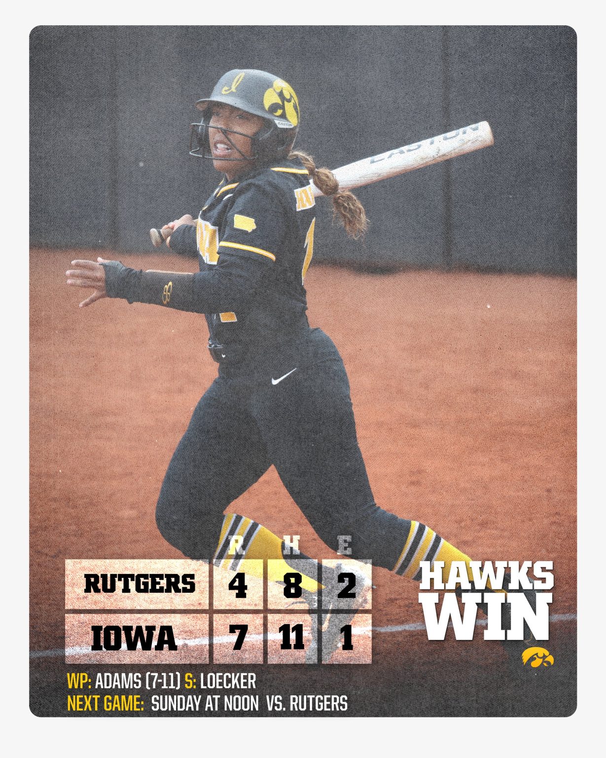 Iowa softball bounces back to defeat Rutgers 74 at Bob Pearl Field