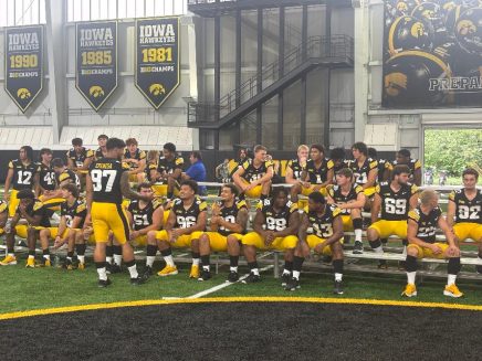 iowa players on bleachers